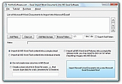 Download Excel Import Word Documents into MS Excel 9.0