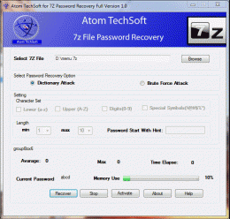 Download Atom TechSoft 7Z Password Recovery 1.0